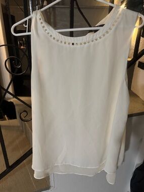 Alex Marie Ivory Sleeveless Chiffon Camisole with Cutout Neckline